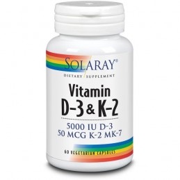 Vitamina D3 e K2 60 Cápsulas Solaray